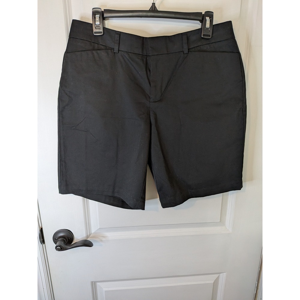 Dockers Metro Bermuda Shorts Womens 12P Black Ideal Fit Cotton Blend Petite